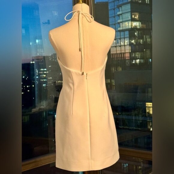 🆕 SELF PORTRAIT 🧿 NWOT White Crepe Halterneck Mini Dress, Sz UK 8 / US 4 - Picture 8 of 16